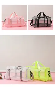 Waterproof PVC mesh travel duffel bag large capacity outdoor camping gym storage bag.