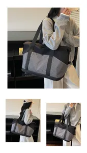 Große Sporttasche für Damen, Reisetasche mit Nass-Trocken Trennung und schickem Karomuster.