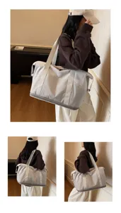 Große Sporttasche für Damen, karierte Reisetasche mit Nassfach und viel Stauraum.