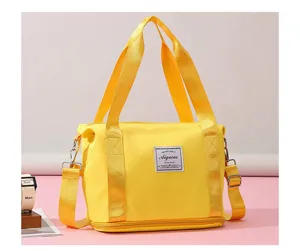 Small yellow fitness gym bag expandable travel shoulder crossbody sports bag with wet dry separation