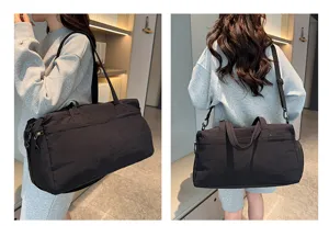 Large capacity fitness gym bag with separate shoe compartment and wet dry design for women.