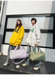 Large capacity gym duffel bag with dry wet separation, stylish shoulder travel bag for sports.