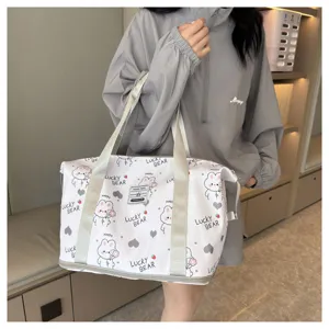 Grosse cartoon reise tasche fuer damen, leichte wasserdichte fitness tasche mit naessetrennung.