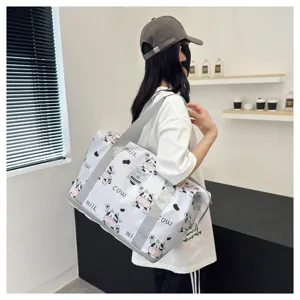 Große Kapazität Cartoon Kuh Druck Reise Reisetasche Damen, tragbare Fitness und Koffer.