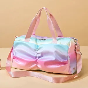 Borsa da palestra arcobaleno per donna, grande borsone da viaggio con scomparto per scarpe.