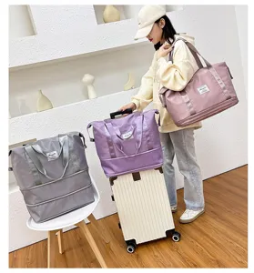 Travel duffel bag large capacity fitness gym bag waterproof weekend overnight bag with trolley sleeve