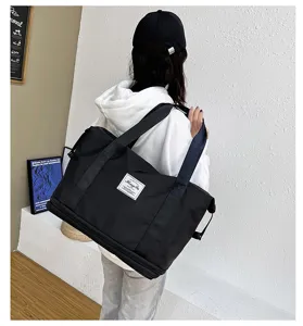 Large capacity travel duffel bag waterproof fitness gym bag with shoe compartment