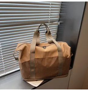Große Kapazität Reise Reisetasche mit Karo Muster stilvolle Fitness Sporttasche Gepäck.