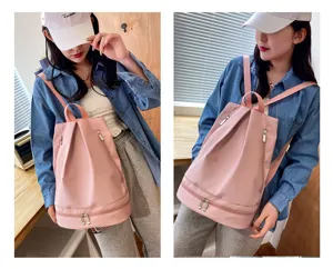 Zaino da fitness leggero in tessuto Oxford con scomparto scarpe separazione borsa rosa viaggio