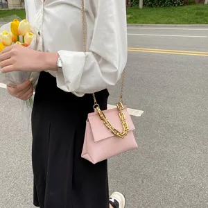 Damen Umhängetasche stilvolle Litschi-Muster kleine Tasche mit goldener Kette Hauptansicht