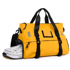 Borsa sportiva gialla con scomparto scarpe grande capacita borsa palestra viaggio uomo donna