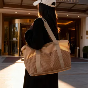 Große Kapazität Nass-Trocken-Trennung Fitness Tasche Damen Sport Karomuster Erweiterbare Gepäck Reise Duffel Bag