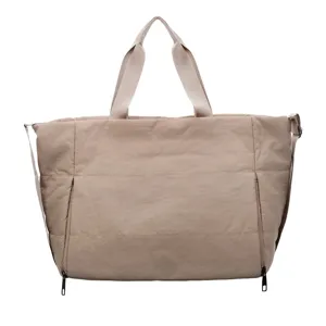 Large capacity tote bag for women, casual travel handbag, simple solid color shoulder bag.