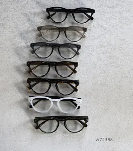 Detail shot of TR90 vintage cat eye optical glasses frames, multi-color display on texture.