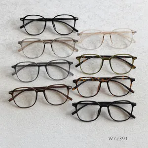 Vista detallada de monturas de gafas opticas ligeras TR90 estilo coreano tendencia multicolor