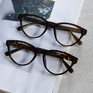 Close-up detail of retro cat-eye eyeglasses frames, fashionable TR90 optical frames for daily wear.