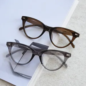 Retro cat eye glasses frame vintage optical eyewear for men and women stylish clear lenses.