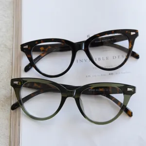 Retro cat eye glasses frame optical fashion tortoise green eyewear 50-20-145 stylish trendy