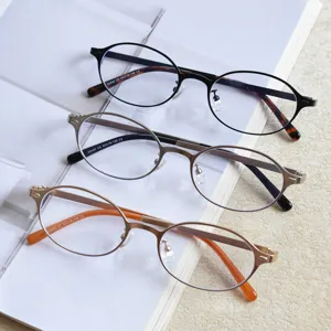Montures de lunettes de vue metalliques ovales vintage elegantes pour hommes et femmes 0430