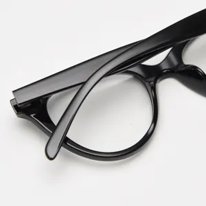Detailed close-up of a stylish black cat-eye glasses frame for vintage optical wear.
