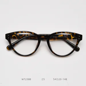 Retro tortoiseshell cat eye TR90 optical glasses frame detail view, stylish and lightweight.