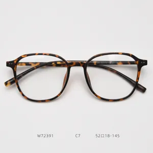Montura de gafas óptica TR90 carey elegante, gafas graduadas ovaladas ligeras.