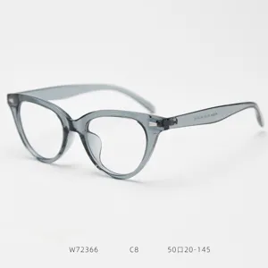 Grey cat-eye optical glasses frame, vintage style clear lens spectacles detail view.