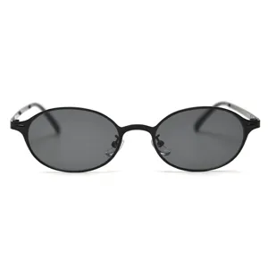 Lunettes de Soleil Rétro Petites Ovales en Métal Pour Hommes Femmes Vintage Littéraire Verres Clairs Lunettes Mode Cadre