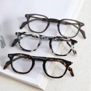 Detailed view of Japanese vintage acetate optical glasses frames in three tortoise shell colors.