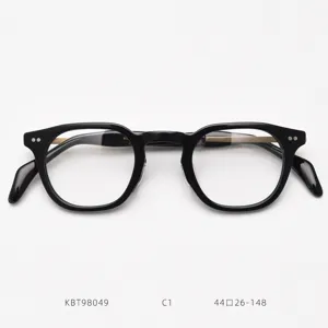 Vintage acetate optical glasses frame for men and women, black frame with metal temples.