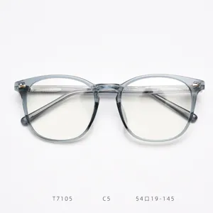 Montura de gafas transparente de acetato gris, estilo vintage gran cuadrado para uso diario.