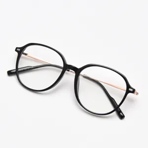 Detailed view of the stylish TR90 black and rose gold optical glasses frame, lightweight.