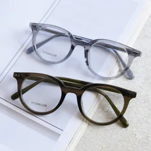 Vintage round titanium optical eyeglass frames for men and women, stylish daily wear.