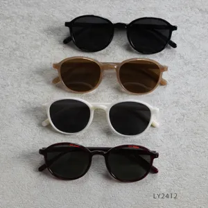 Korean retro TR90 polarized round sunglasses for men and women, stylish detail view.