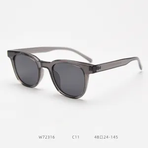 Unisex TR90 polarized sunglasses in transparent grey frame with dark UV-blocking lenses.