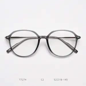 Detailed view of TR90 full-rim optical glasses frame, lightweight grey unisex eyewear.