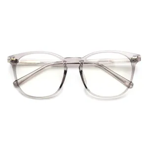 Montura de Gafas Óptica Retro de Marco Grande Acetato Metal Unisex Gafas Lisas Lente Clara Gafas de Moda