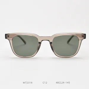 Classic TR90 polarized sunglasses for men and women, stylish transparent grey square frame.