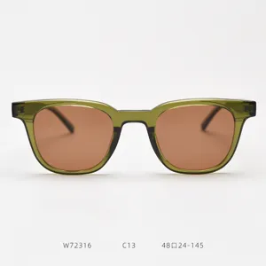 Classic olive green frame polarized sunglasses with brown lenses, stylish unisex eyewear for daily wear.
