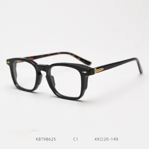Vintage acetate optical glasses frame detail shot, classic black frame, stylish everyday wear.