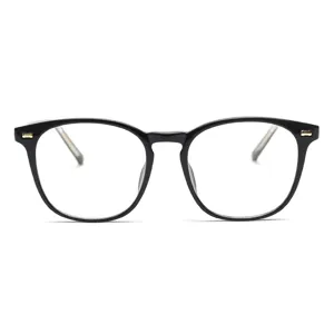 Gafas de vista negras clasicas retro para hombres y mujeres, monturas grandes y estilo.