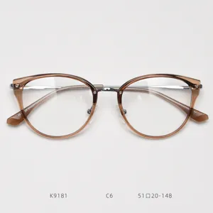 Montatura occhiali cat eye metallo trasparente marrone ottica stile donna uomo