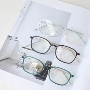 Korean style thin rim TR90 optical glasses frame flat light clear lens eyewear detail view