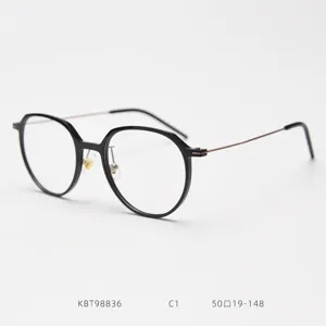 Stylish round optical glasses frame with thin metal temples for men and women daily wear.