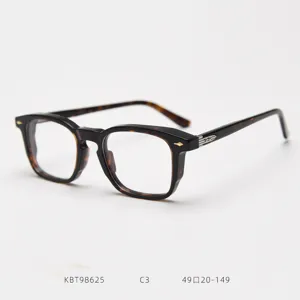 Detailed view of Japanese vintage acetate optical glasses frame in stylish tortoise shell.