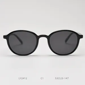 Detail view of TR90 polarized sunglasses, model 2412 in black C1, size 53-23-147.
