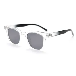 Clear frame polarized sunglasses for men and women, stylish gradient temple UV400 sun glasses.