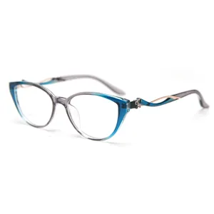 Fashion cat-eye TR90 optical glasses frame for women, gradient blue gradient clear frame.