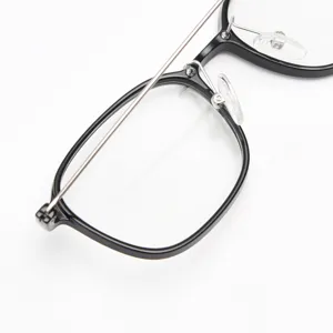 Black frame optical glasses minimalist clear lens stylish student daily wear close up detail