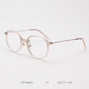 Detailed view of the trendy pink lightweight round optical glasses frame for daily wear.